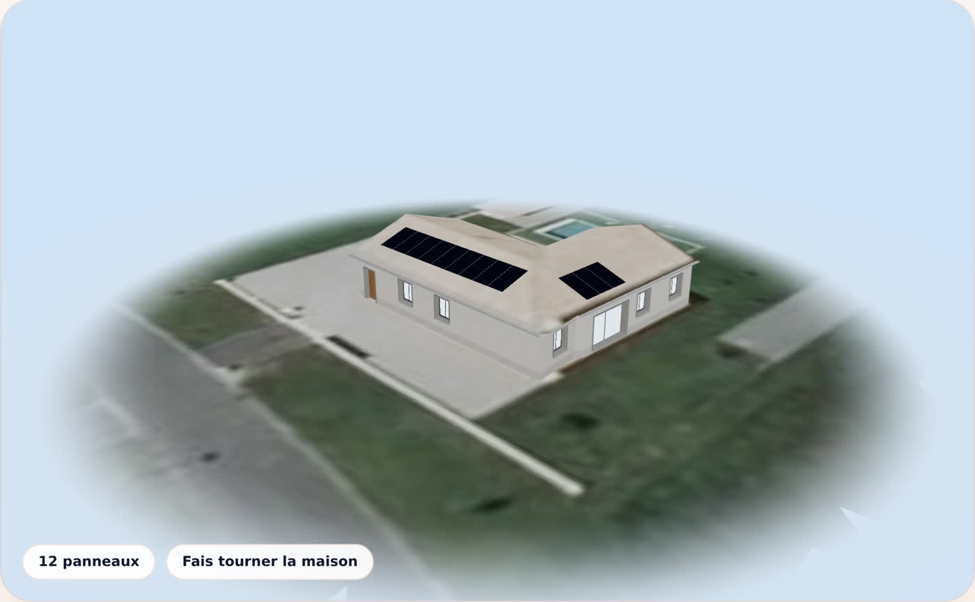 La maison témoin de Saucats reconstruite en 3D, 12 panneaux posés sur le toit