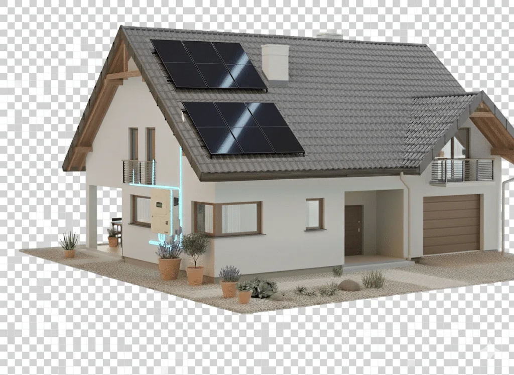 Simulateur solaire 3D — maison avec panneaux LiDAR HD IGN